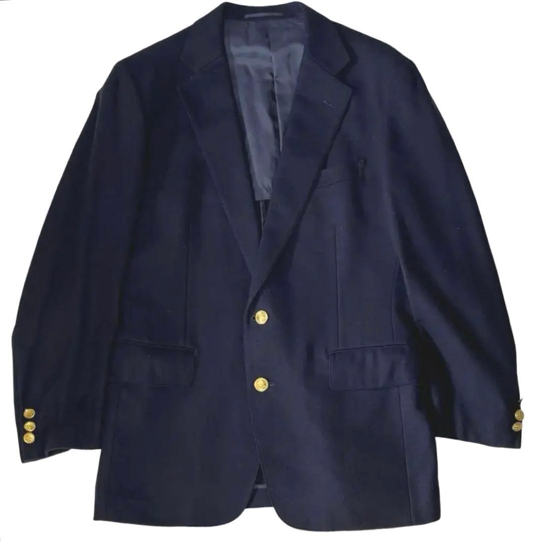 【美品】ジェイプレス 紺ブレニューイングランドLESSONA社製カシミヤ混 L