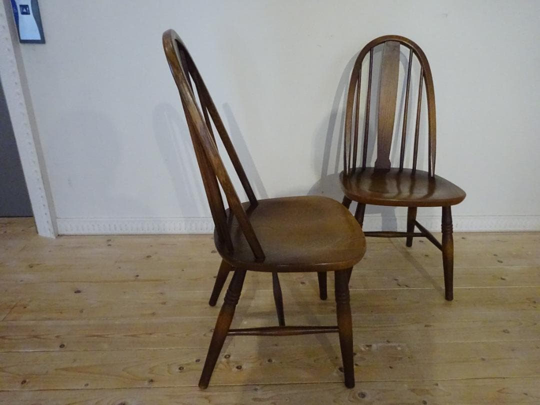 飛騨産業/キツツキ　ボウバック　ウィンザーチェア　2脚セット　オーク材　　①