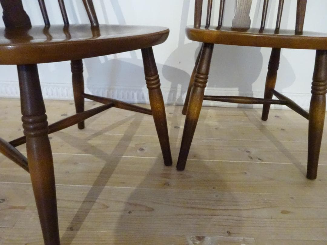 飛騨産業/キツツキ　ボウバック　ウィンザーチェア　2脚セット　オーク材　　①