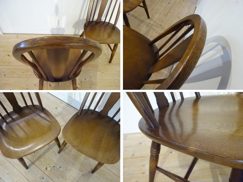 飛騨産業/キツツキ　ボウバック　ウィンザーチェア　2脚セット　オーク材　　①