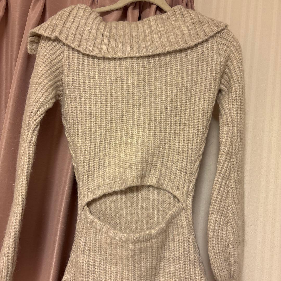 Amari ribbon mini dress ベージュ