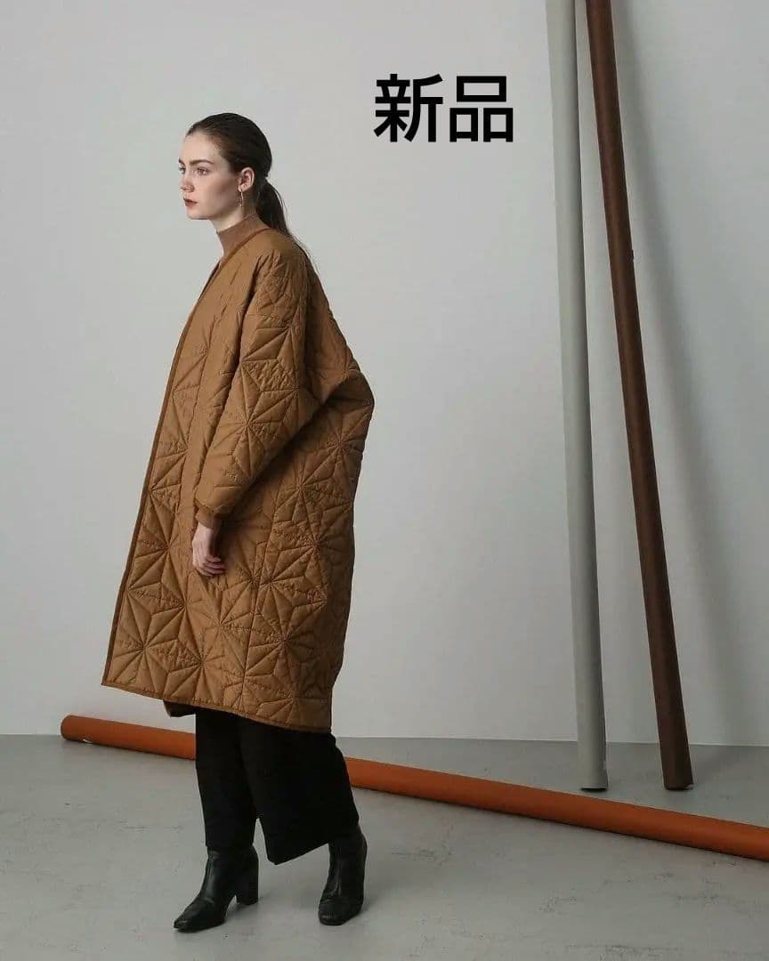 新品 キルティングカバードコート