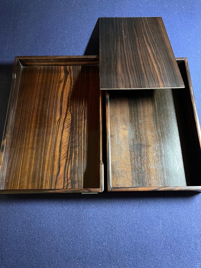 【墨研】古玩 硯箱19◆黒檀長方硯箱◆未使用品◆文房四宝 文人趣味 文箱 唐木