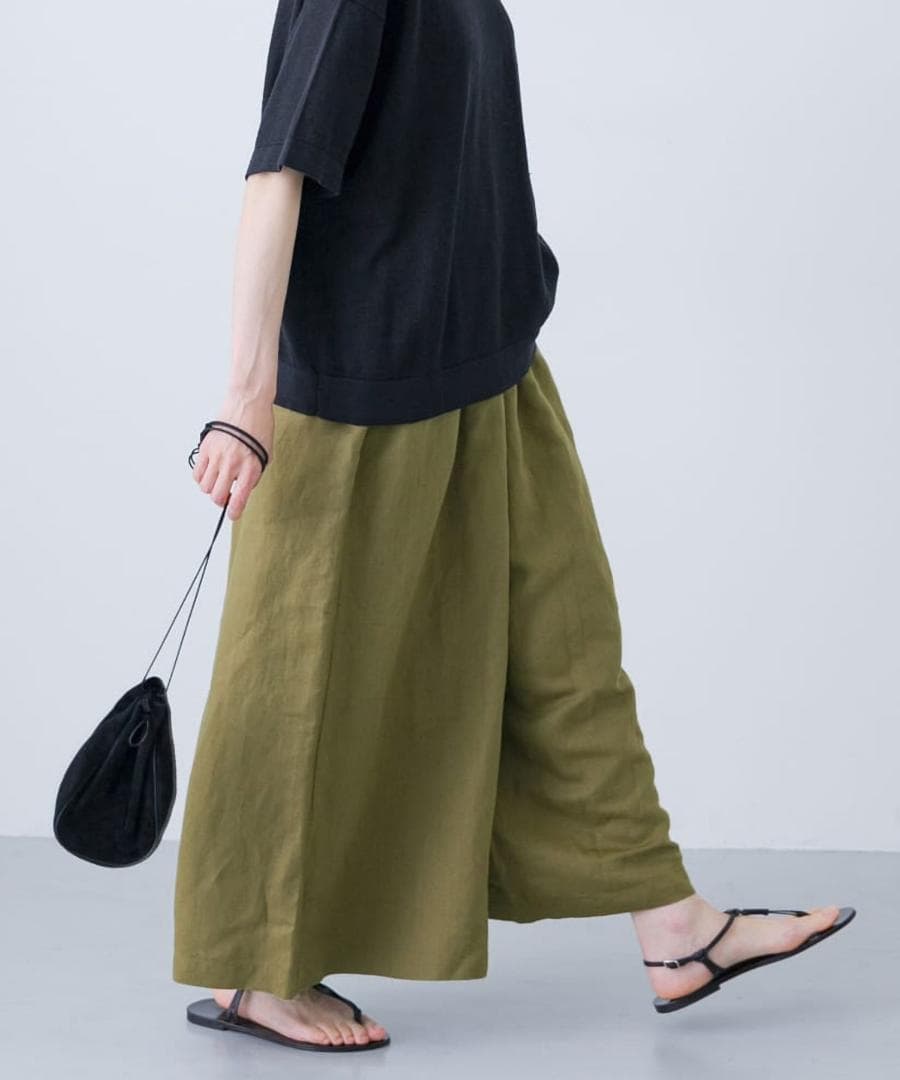 2025 春夏新作 かぐれ kagure リネンレーヨンワイドギャザーパンツ＊Y