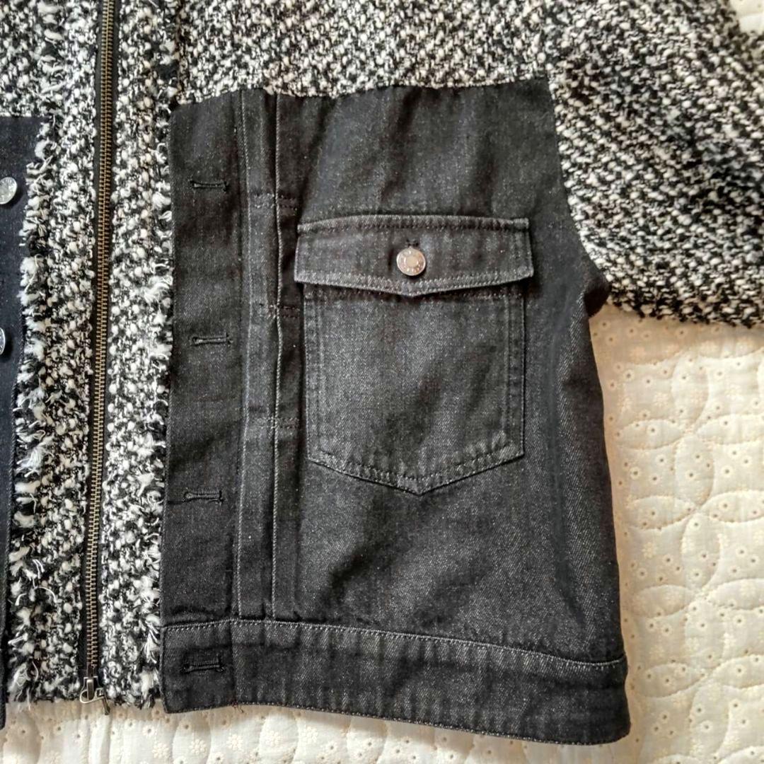 美品✨QTUME クチューム★ノーカラー ツイードデニムジャケット Mサイズ