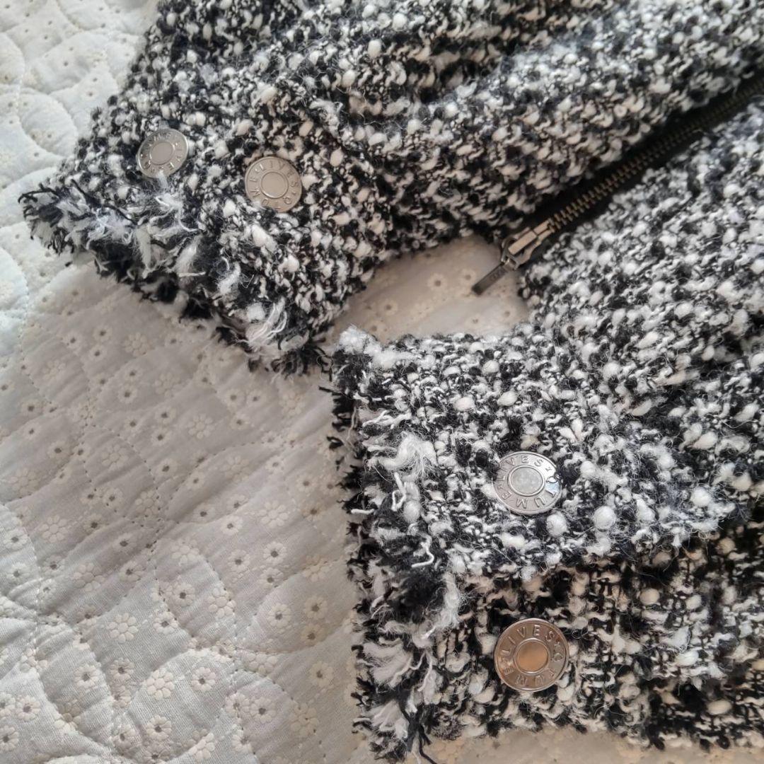 美品✨QTUME クチューム★ノーカラー ツイードデニムジャケット Mサイズ