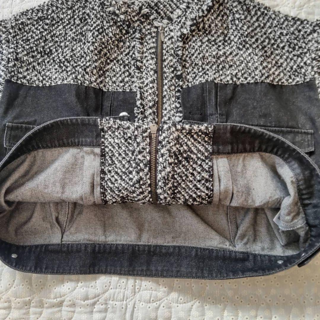 美品✨QTUME クチューム★ノーカラー ツイードデニムジャケット Mサイズ