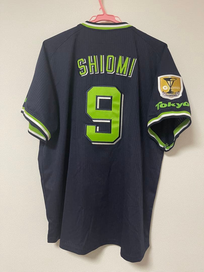 ヤクルトスワローズ　塩見泰隆　ユニフォーム　優勝ワッペン　ビジター