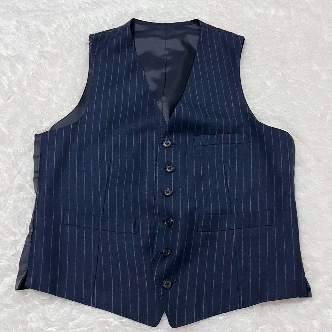 h’m tailored スーツ 3ピース 紺ストライプ A6 メンズ