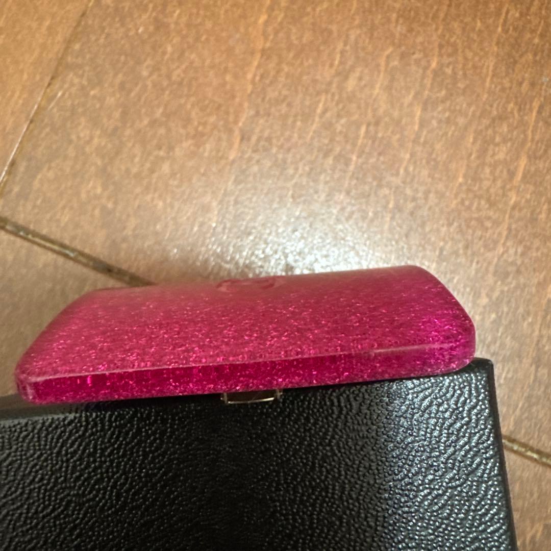 CHANEL バレッタ　ピンク　ラメ　スクエア　ココマーク