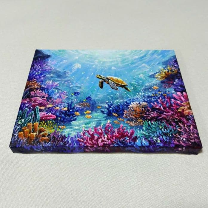 ぷ*あ様 【海中世界】アクリル画 F3 風景画 絵画