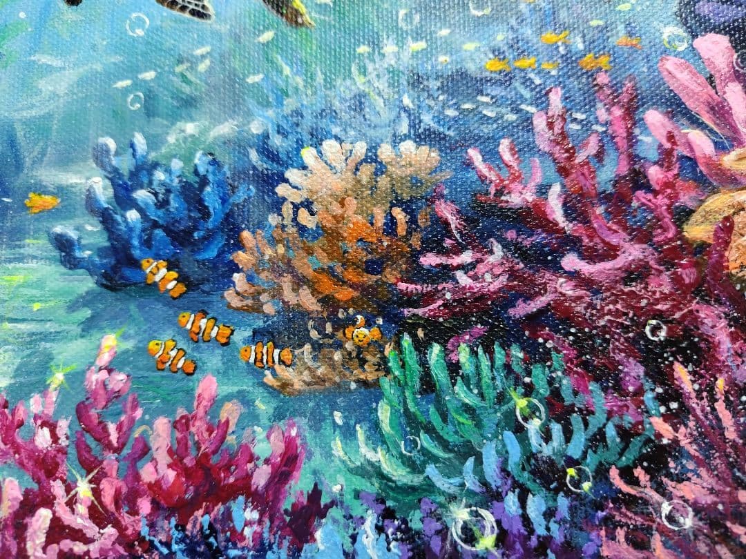 ぷ*あ様 【海中世界】アクリル画 F3 風景画 絵画