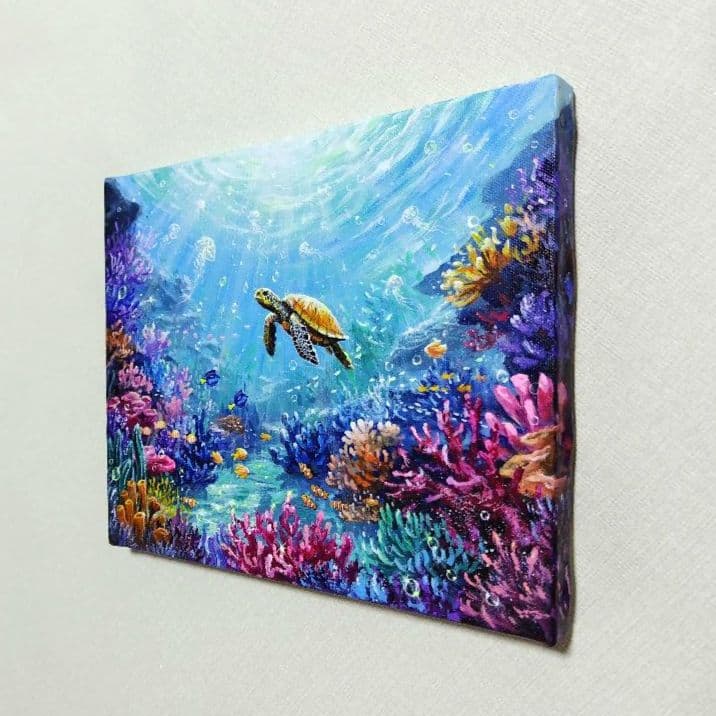 ぷ*あ様 【海中世界】アクリル画 F3 風景画 絵画