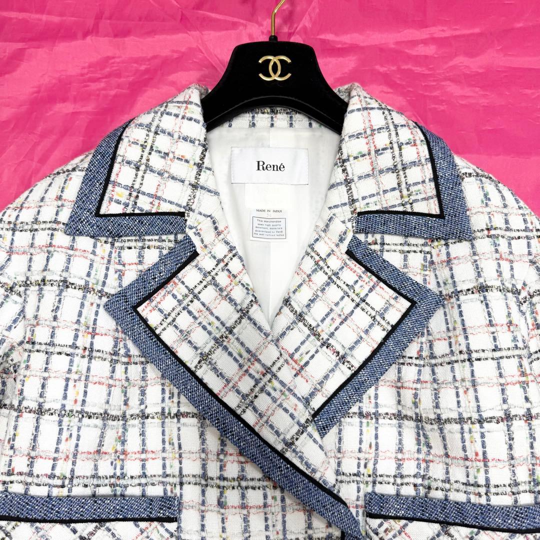 【美品✨】ルネ　ジャケット　羽織り　ツイード　パール　2021年　36