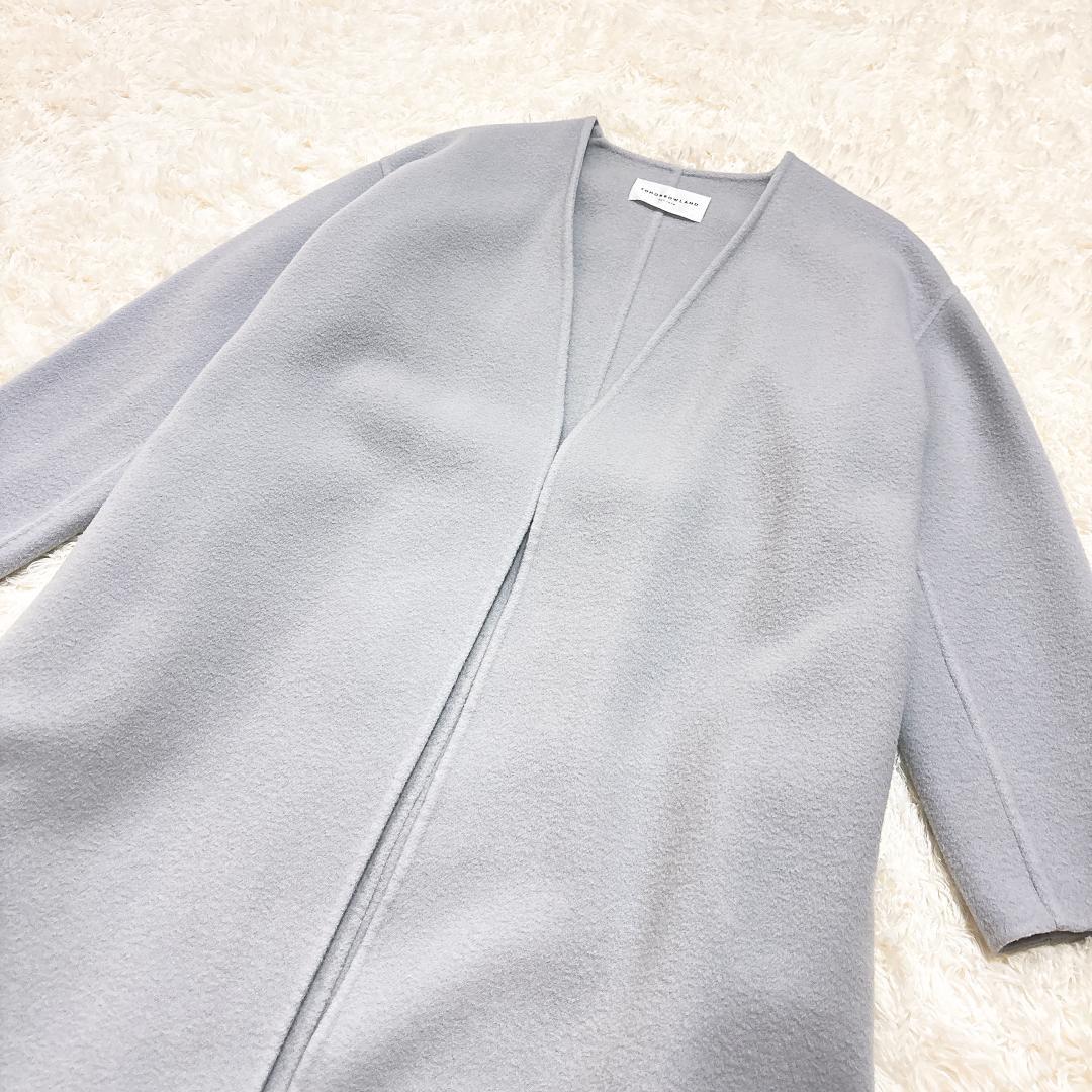 【美品】TOMORROWLAND ダブルフェイスリバーコート 36 ライトグレー