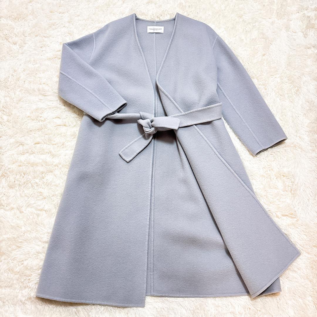 【美品】TOMORROWLAND ダブルフェイスリバーコート 36 ライトグレー