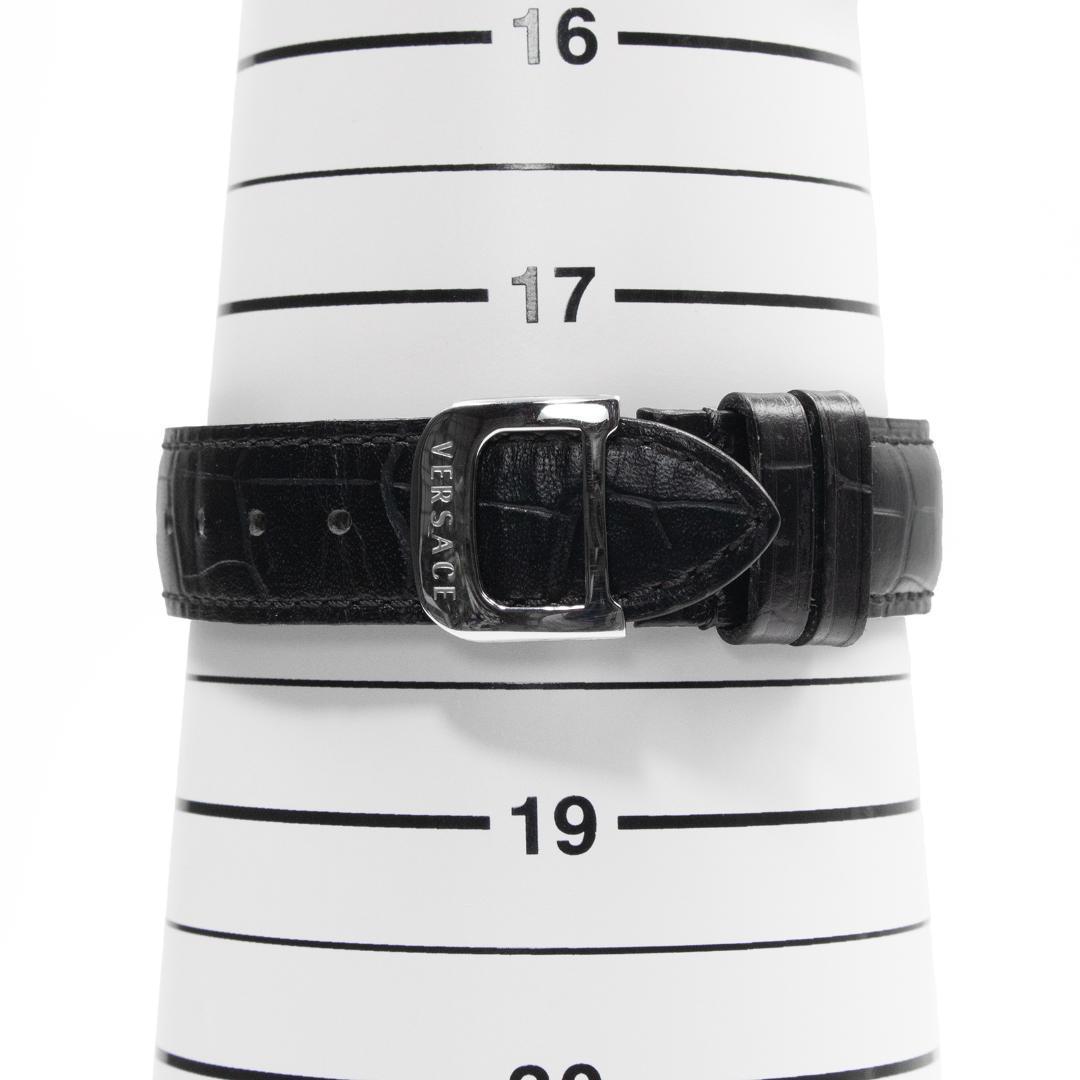 ヴェルサーチェ 腕時計 メンズ レディース 黒 ダイヤ メドゥーサロゴ 革ベルト