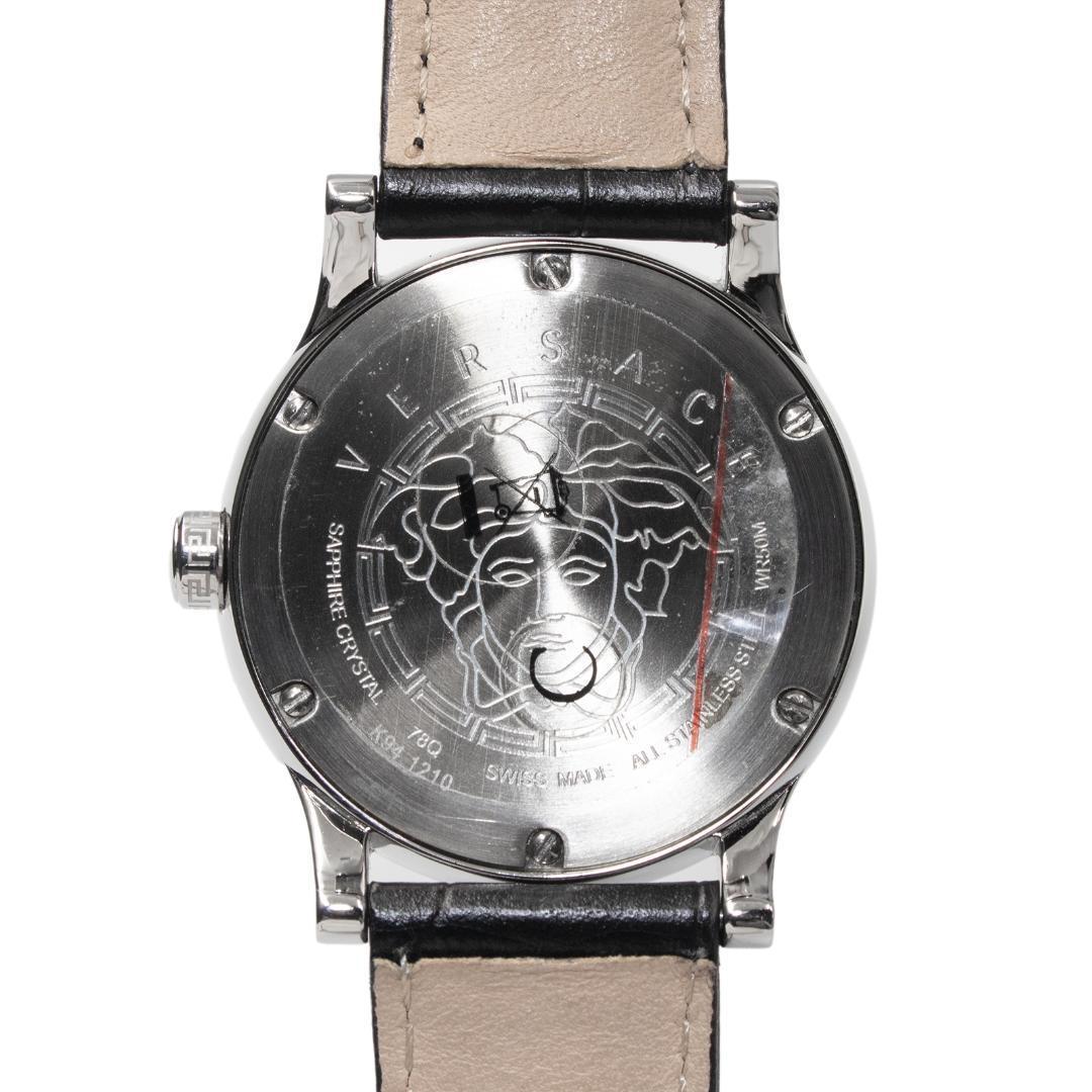 ヴェルサーチェ 腕時計 メンズ レディース 黒 ダイヤ メドゥーサロゴ 革ベルト
