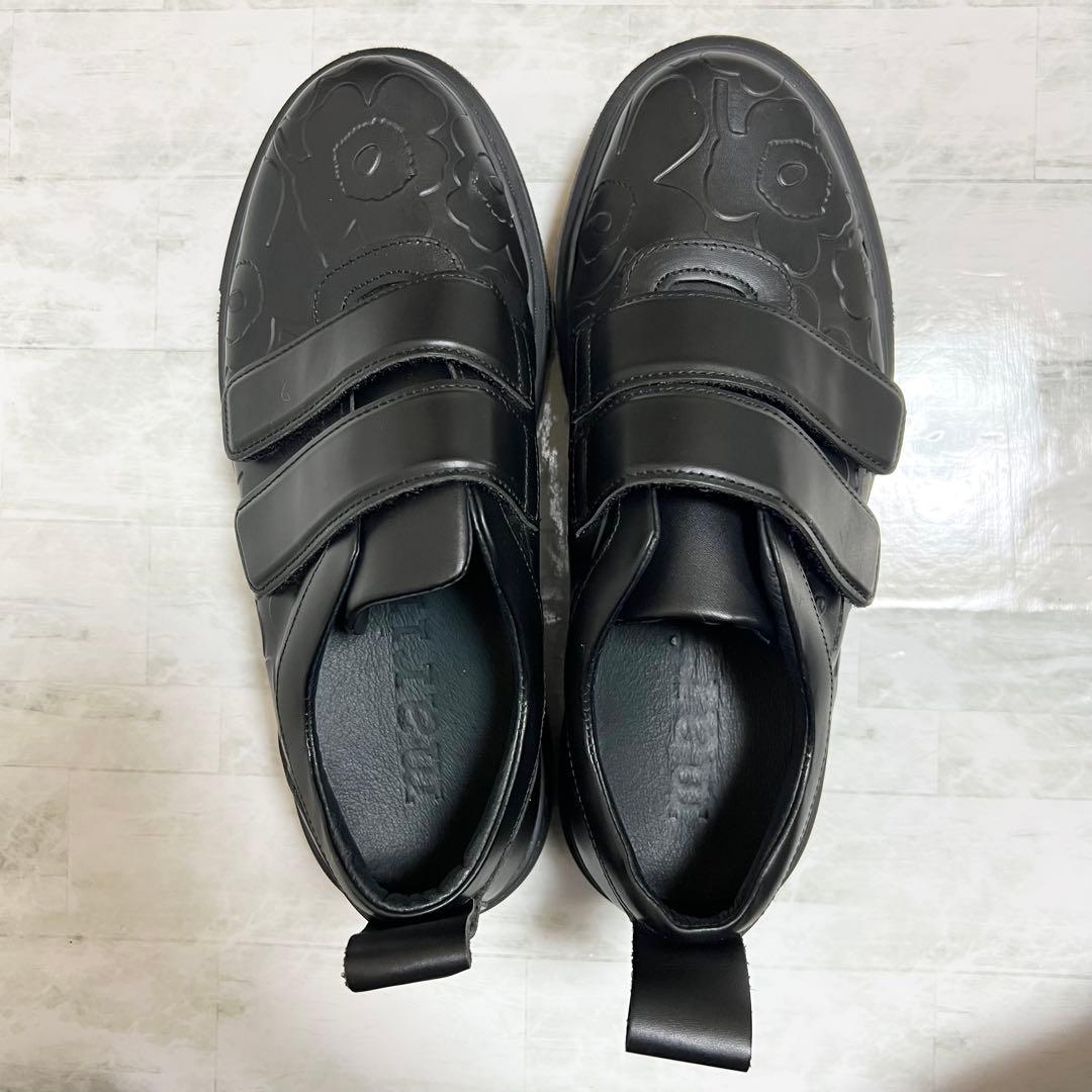 マリメッコ marimekko ウニッコ　本革　レザースニーカー ブラック　25