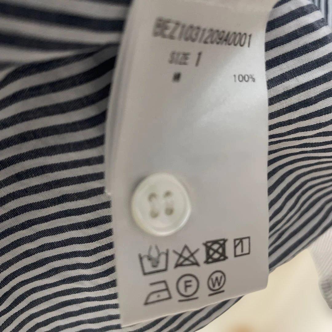 beardsley大人かわいいストライプ柄長袖バンドカラーロングワンピサイズ1