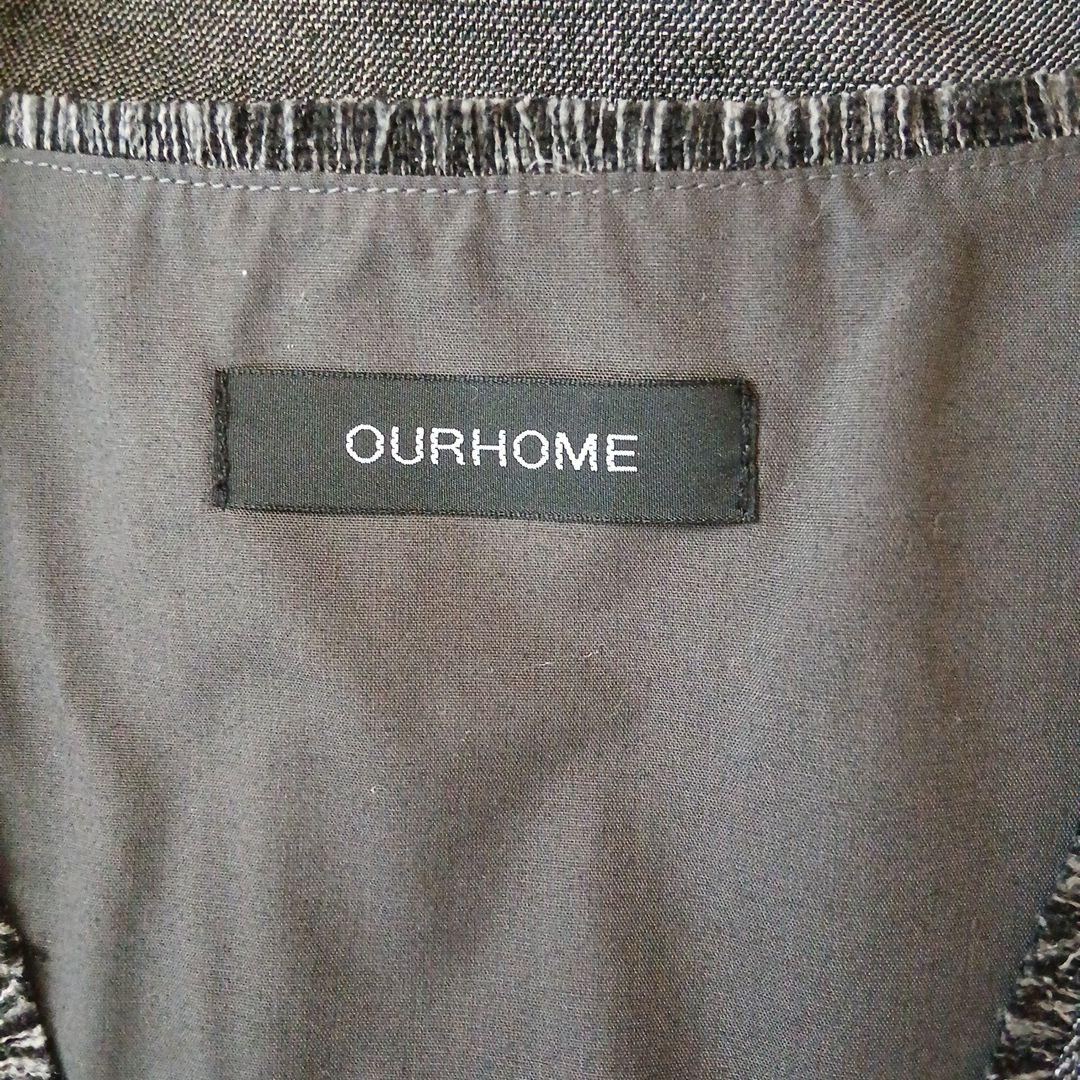 OUR 　アワーホーム　洗えるフリンジベスト　チャコールグレー