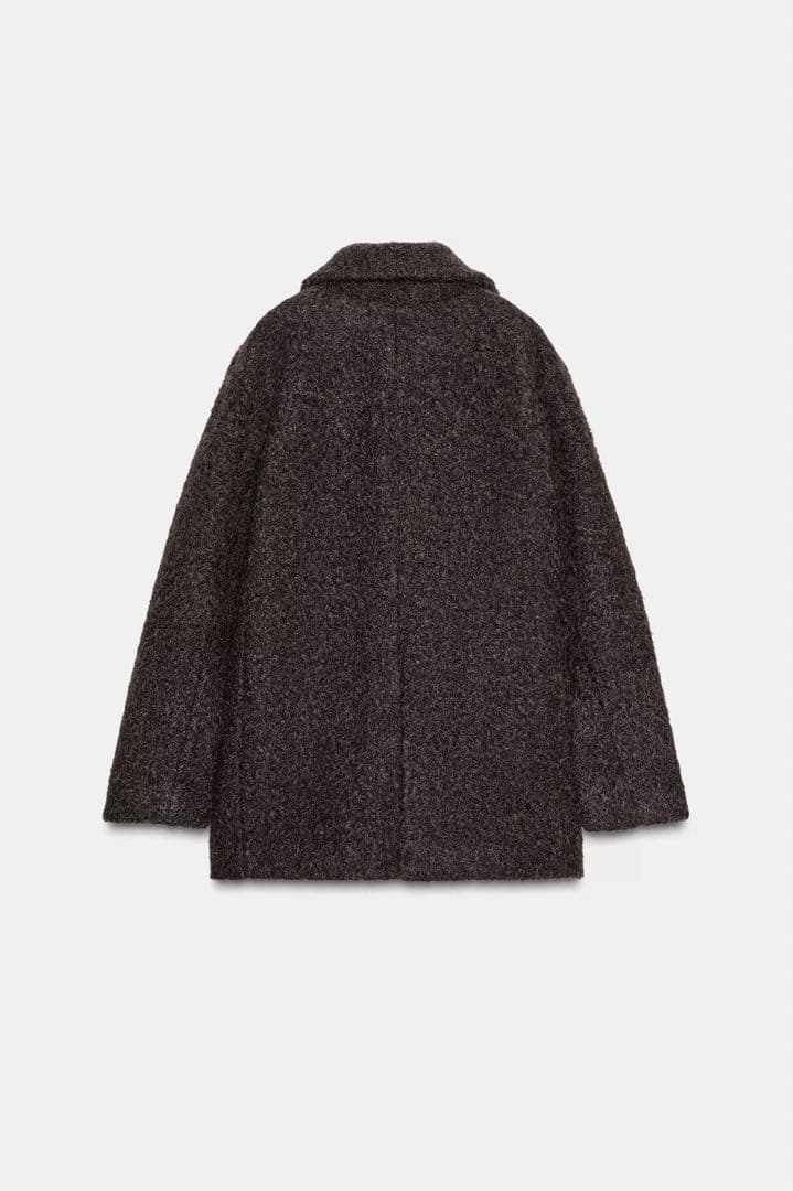 T*T様 ZARA ブークレダブルブレスト ミディ丈コート S ダークブラウン