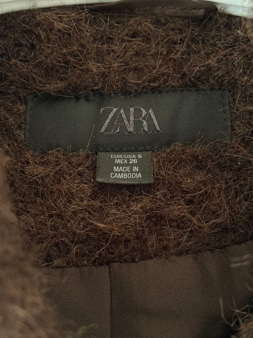 T*T様 ZARA ブークレダブルブレスト ミディ丈コート S ダークブラウン