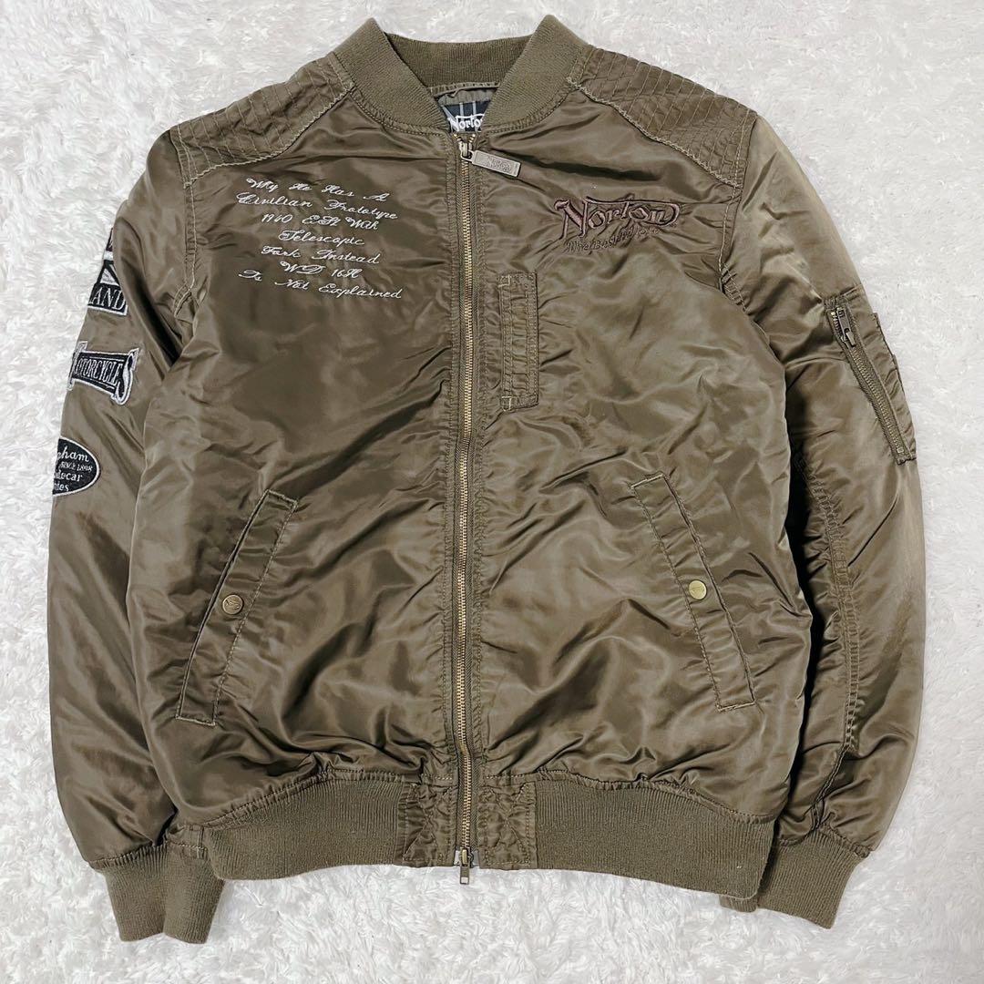 美品 Norton MA-1 フライトジャケット 刺繍 ワッペン XL カーキ