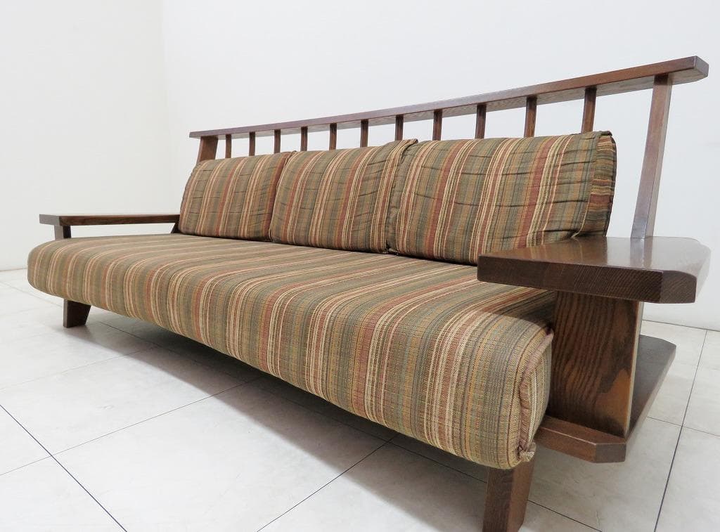 あっこ様 葉山ガーデン■WAZA 3人掛けソファ■ウッドアーム■ファブリック■