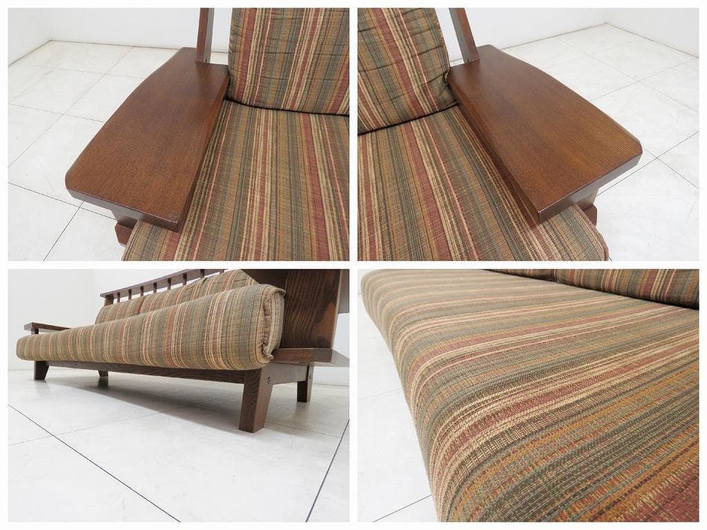 あっこ様 葉山ガーデン■WAZA 3人掛けソファ■ウッドアーム■ファブリック■