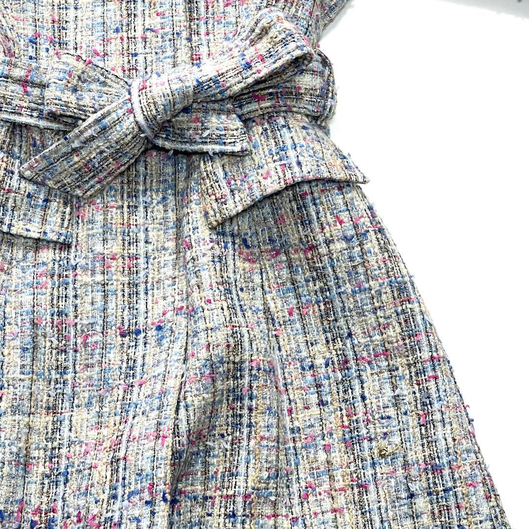 【美品】マテリア　MATERIA MILANO　ツイードコート　ブルーフォックス