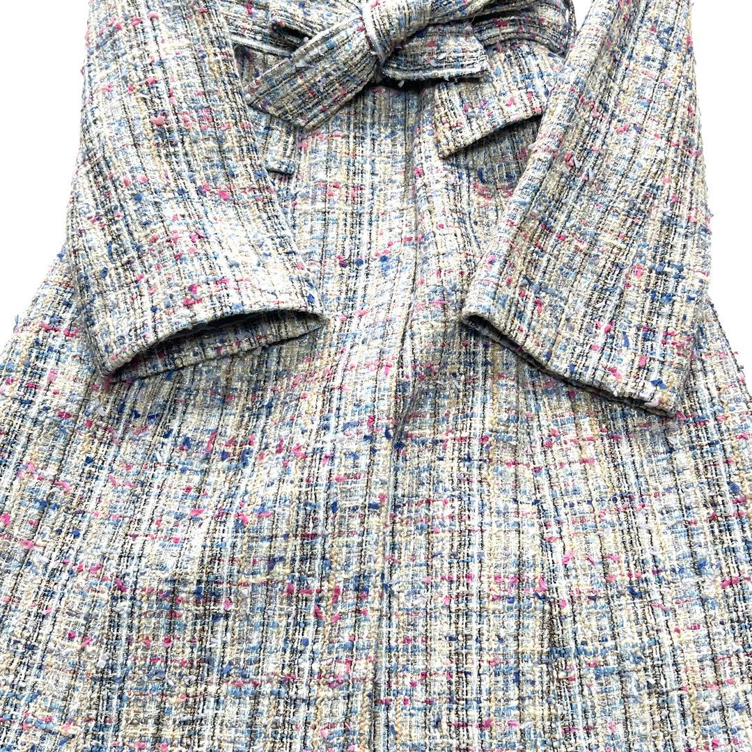 【美品】マテリア　MATERIA MILANO　ツイードコート　ブルーフォックス