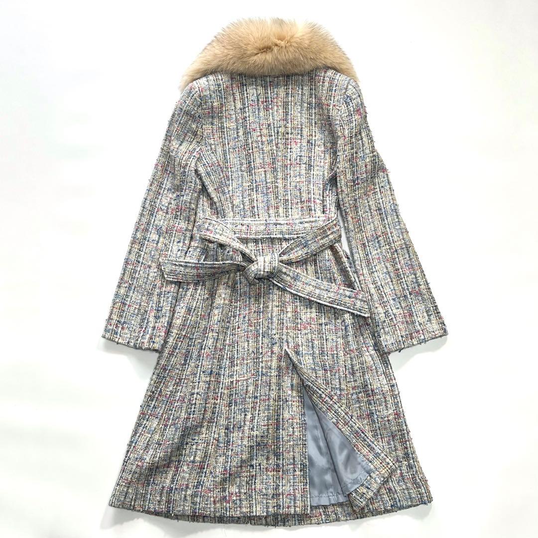 【美品】マテリア　MATERIA MILANO　ツイードコート　ブルーフォックス