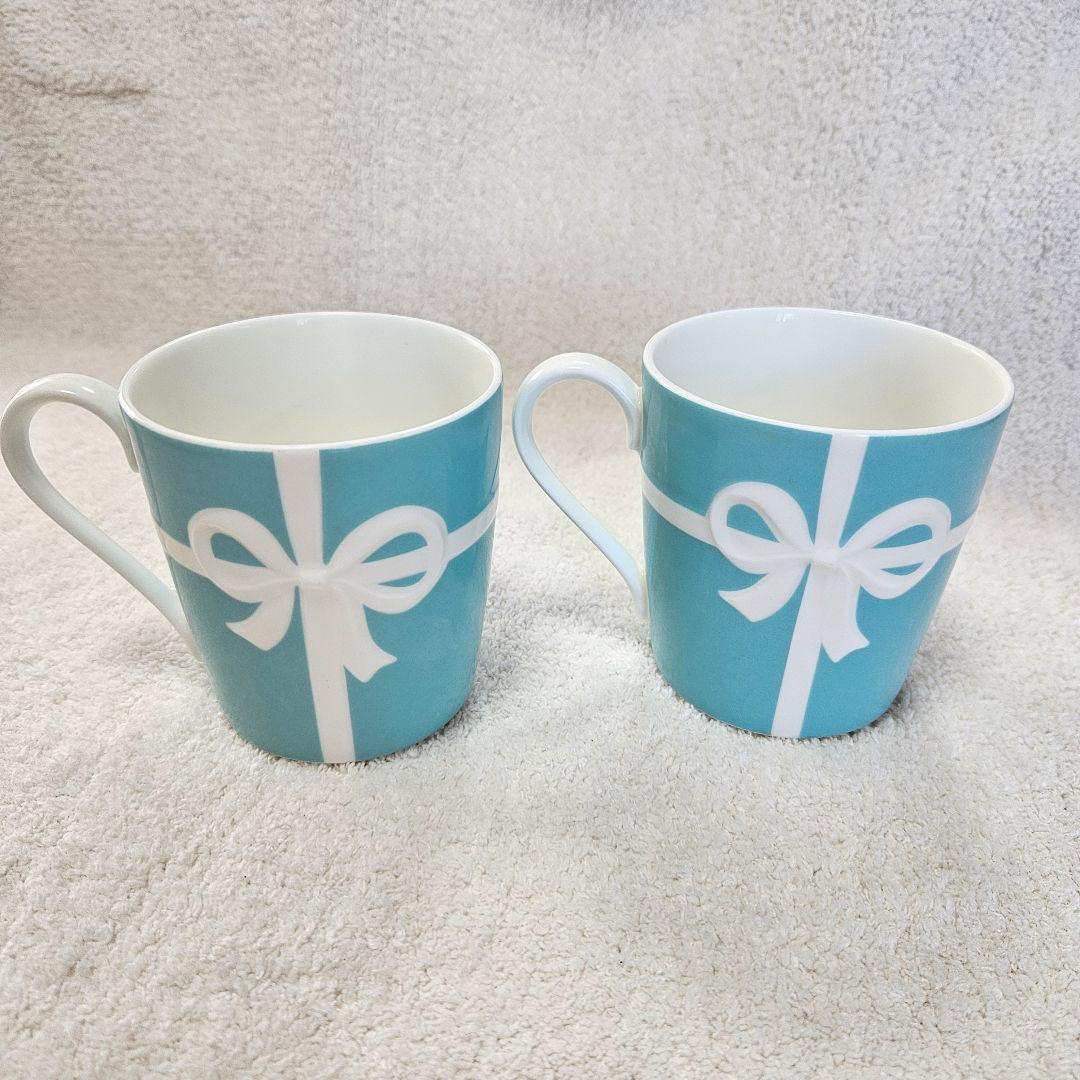 ティファニー　ブルーリボン　プレート　ペアマグカップ