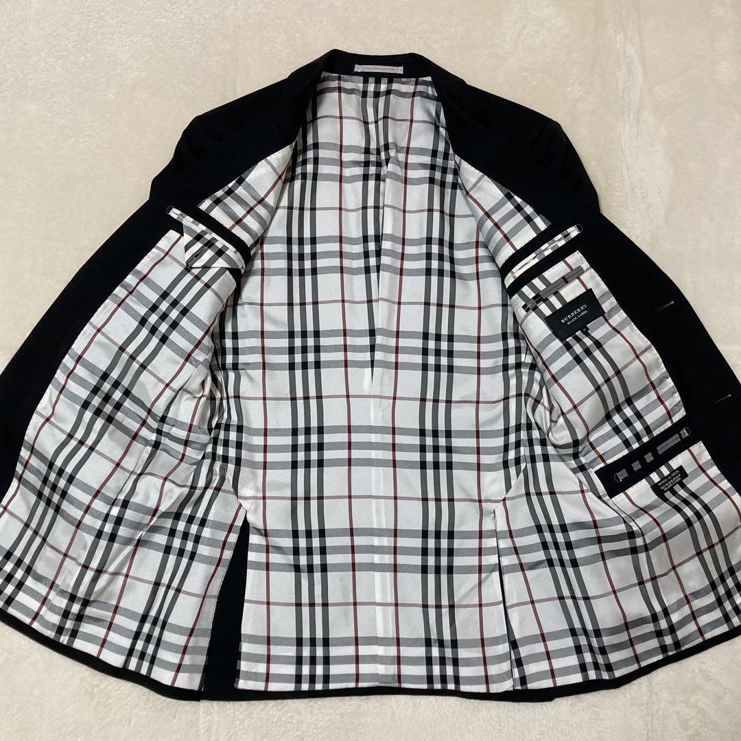 【美品】バーバリーブラックレーベル ノバチェック JK 銀釦 シルク 三陽商会M