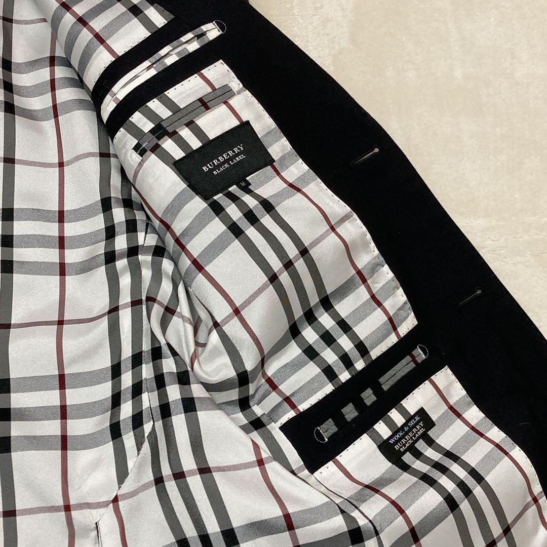 【美品】バーバリーブラックレーベル ノバチェック JK 銀釦 シルク 三陽商会M