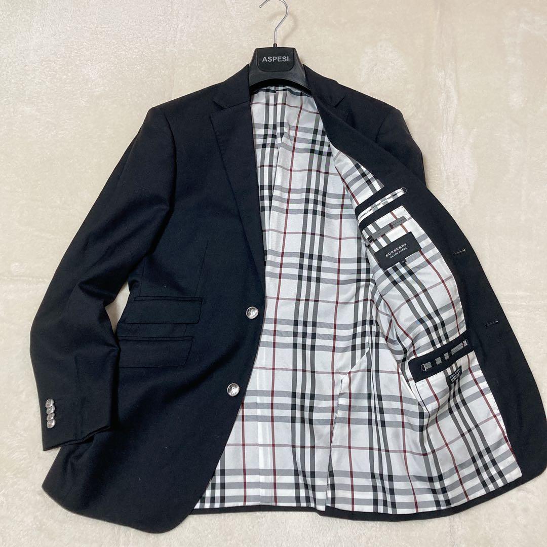 【美品】バーバリーブラックレーベル ノバチェック JK 銀釦 シルク 三陽商会M