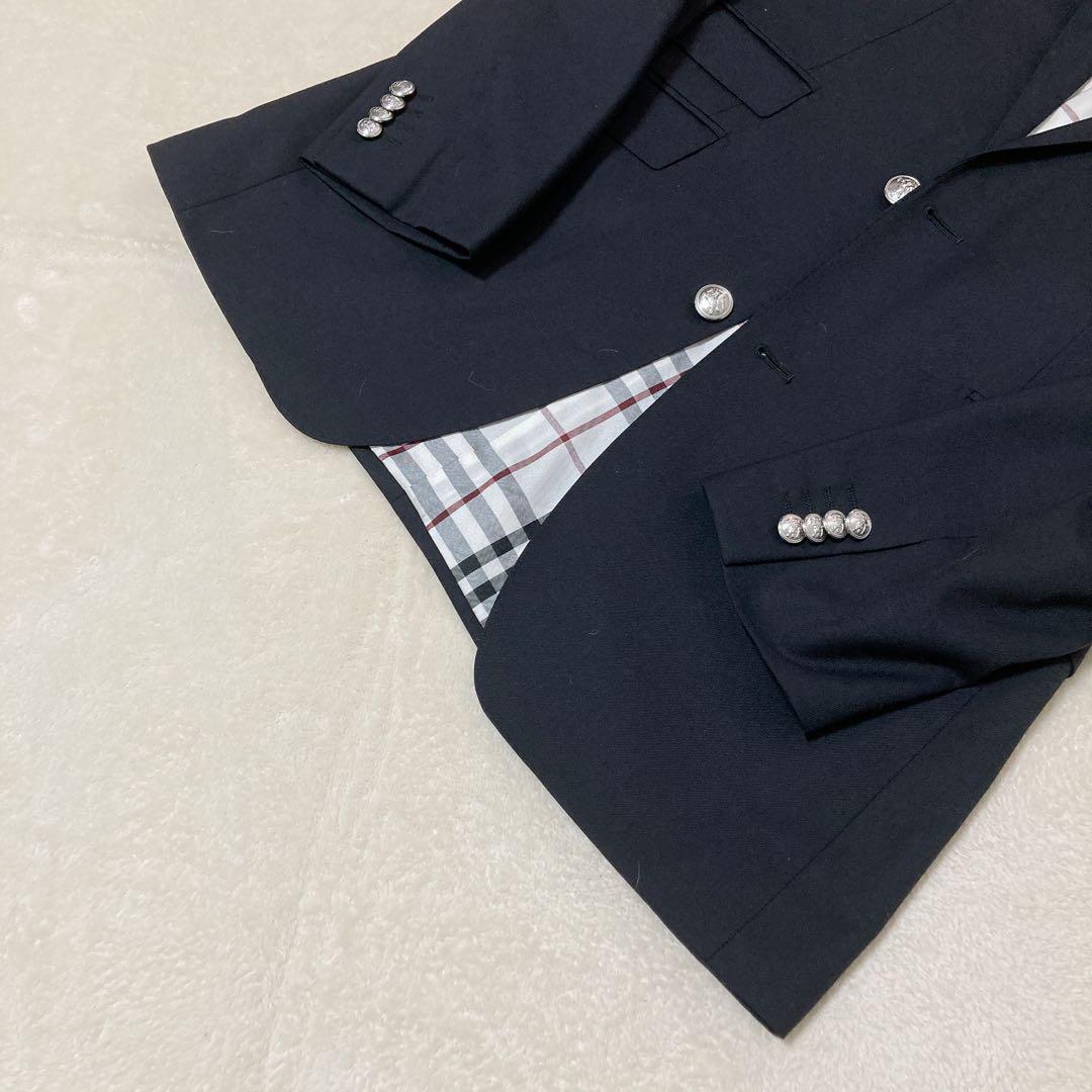 【美品】バーバリーブラックレーベル ノバチェック JK 銀釦 シルク 三陽商会M