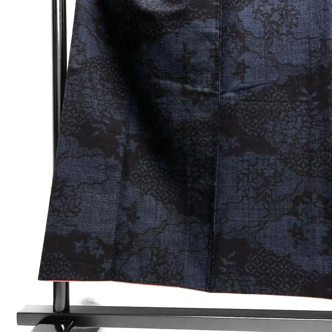 本場結城紬　雲　花模様　七宝　小紋　着物　033a p