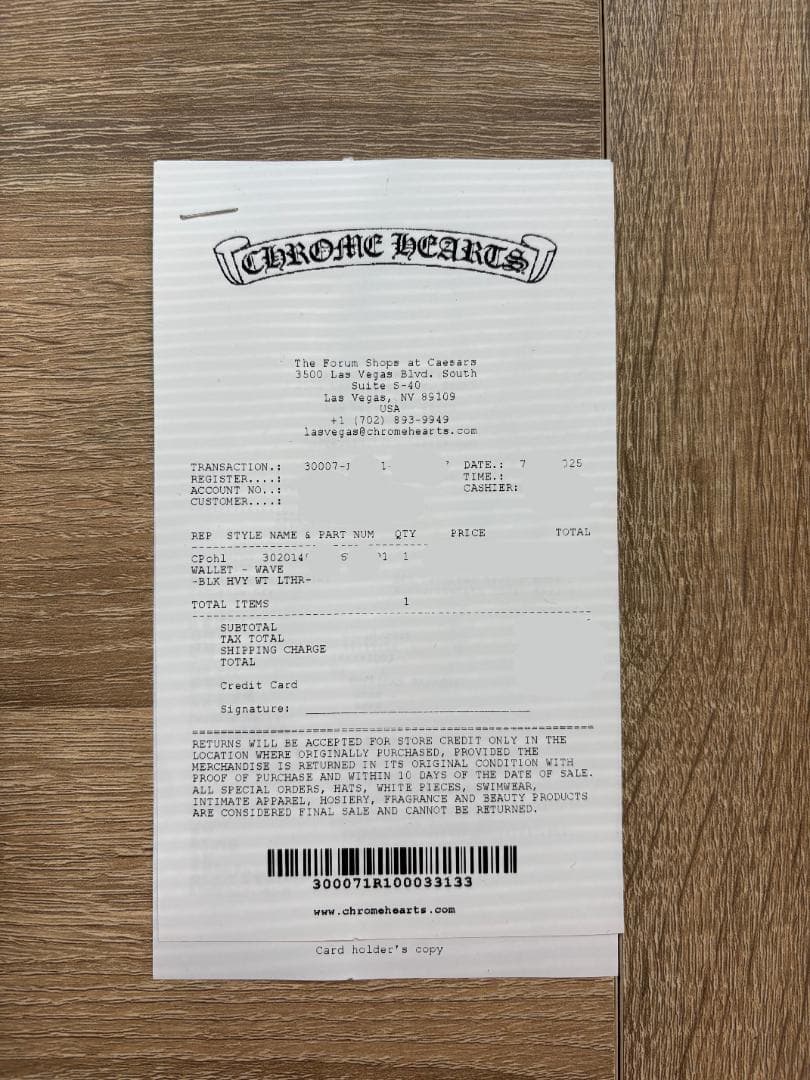 クロムハーツ　ウェーブ　ロングウォレット　長財布『新品未使用』