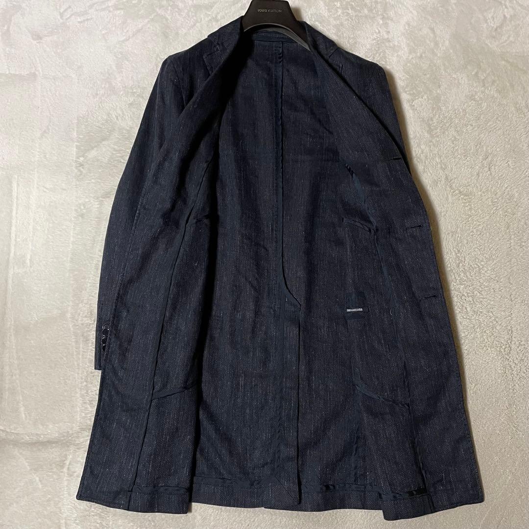 専用【伊】タリアトーレ ヘリンボーンチェスターコート 44 アズーロネイビー美品