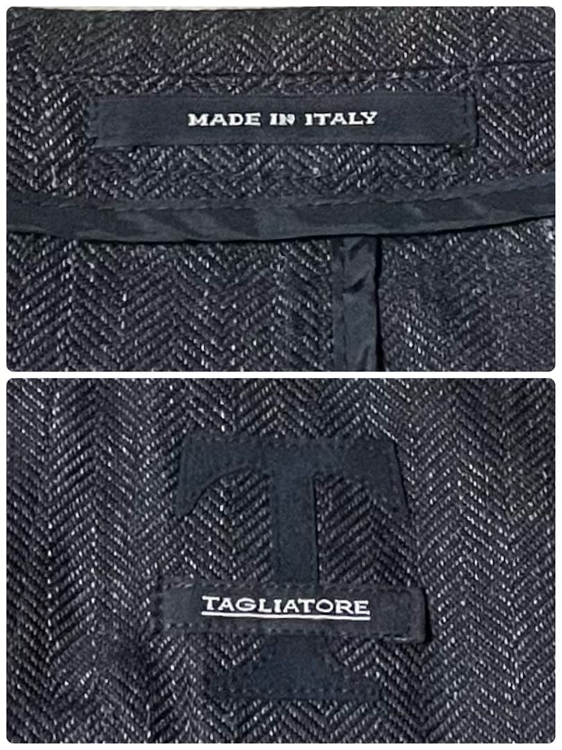 専用【伊】タリアトーレ ヘリンボーンチェスターコート 44 アズーロネイビー美品