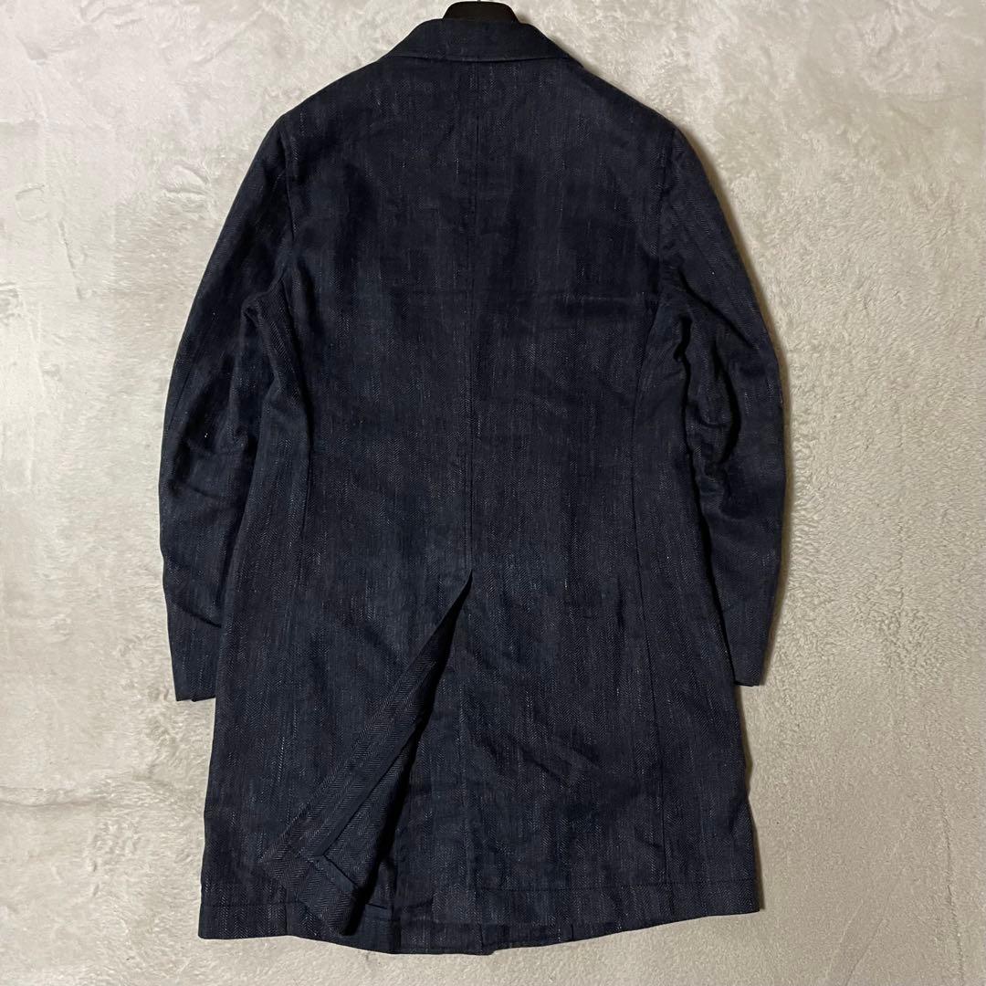 専用【伊】タリアトーレ ヘリンボーンチェスターコート 44 アズーロネイビー美品