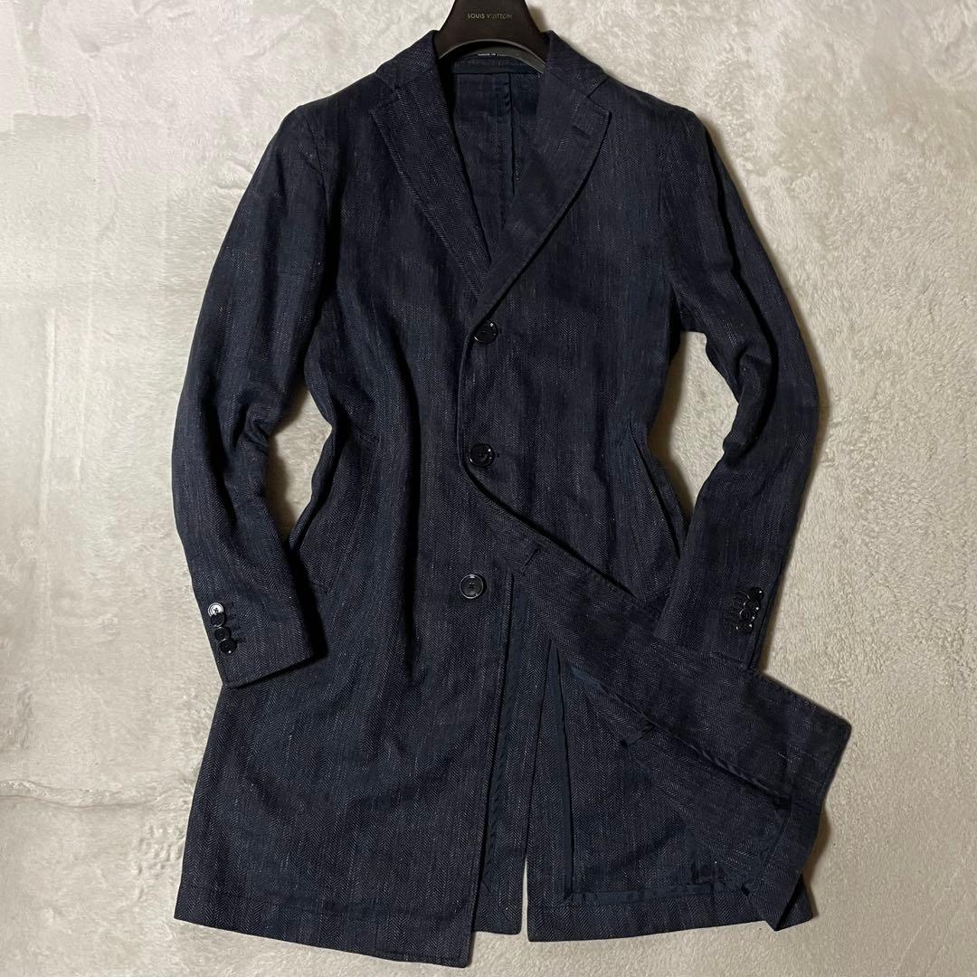 専用【伊】タリアトーレ ヘリンボーンチェスターコート 44 アズーロネイビー美品