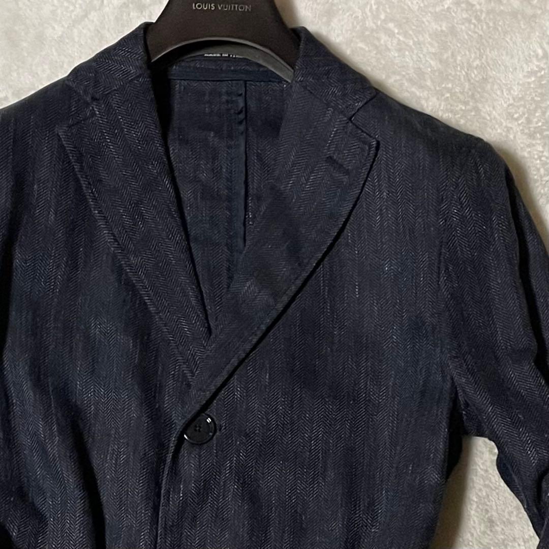 専用【伊】タリアトーレ ヘリンボーンチェスターコート 44 アズーロネイビー美品