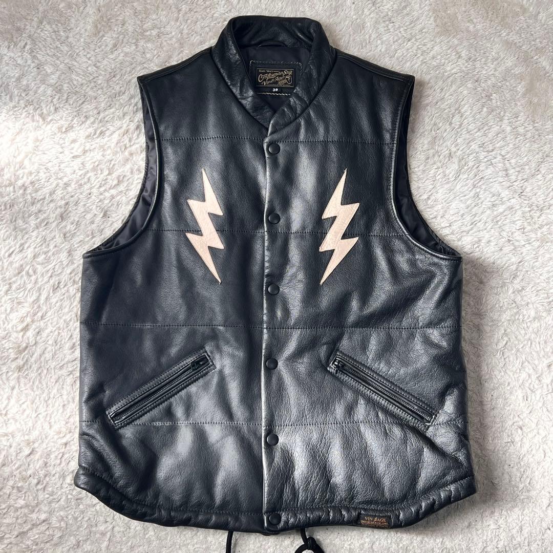 vin&age 本革 バイク レザーベスト 38サイズ