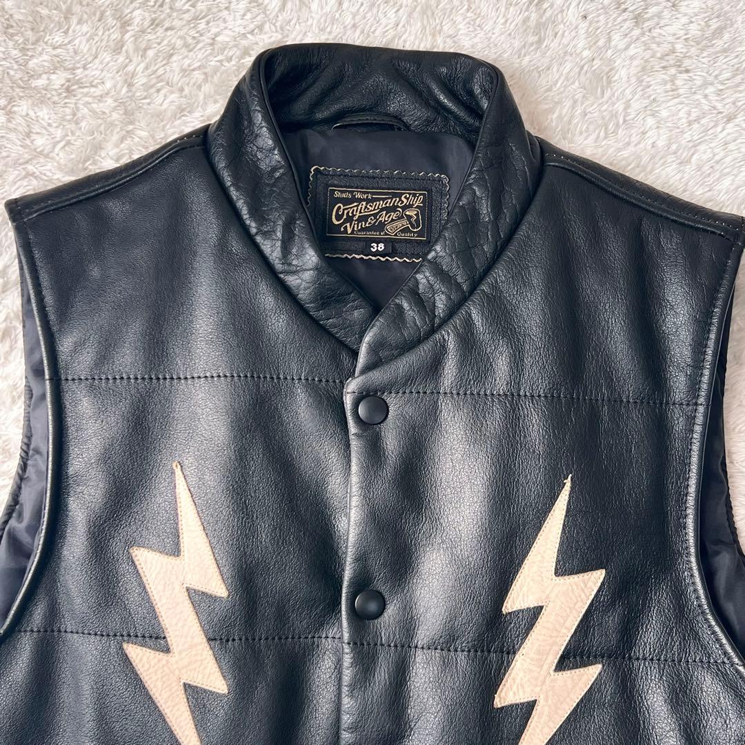 vin&age 本革 バイク レザーベスト 38サイズ
