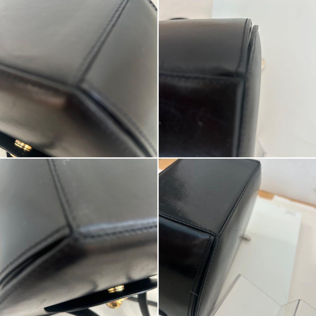 CELINE ブラックレザー ショルダーバッグ スター金具ゴールド