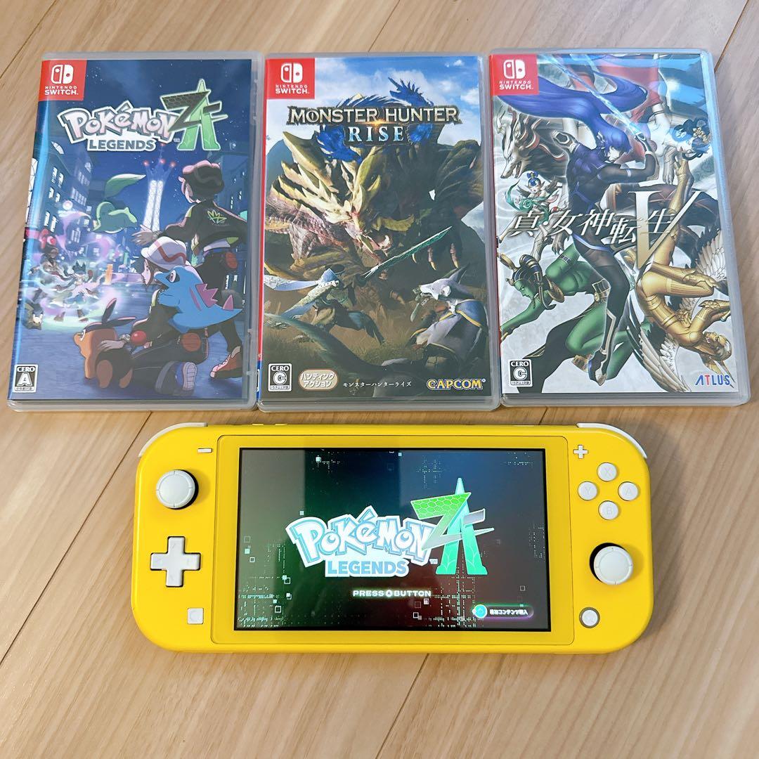 【動作品】Switch lite本体 ソフト3本付き ※本体傷あり