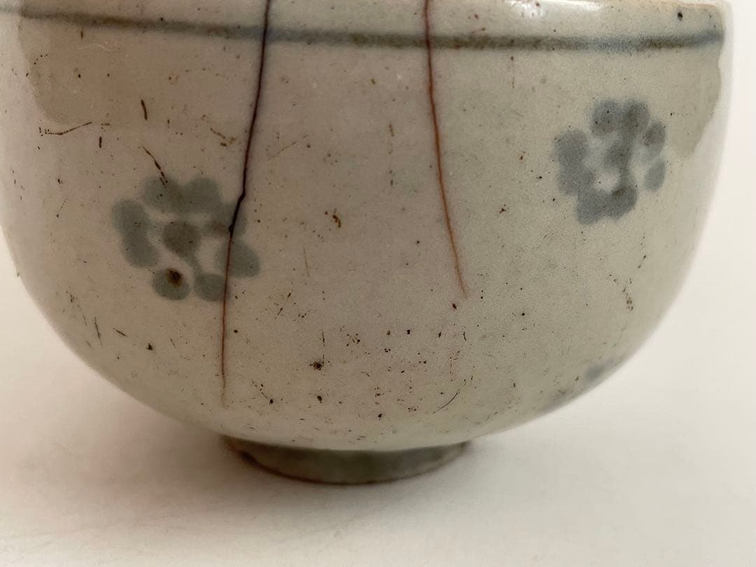 骨董　アンティーク　古伊万里　こんにゃく印判　花文様　小碗　カップ　金継ぎ用